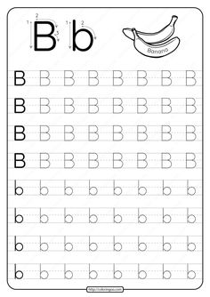 the letter b is for banana worksheet with an uppercase and lowercase