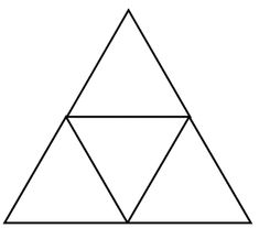 the three triangles are shown in black and white, with one triangle at the top