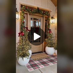 the front door is decorated with christmas decorations