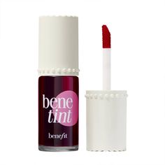 WHY WE LOVE IT: This iconic rose-tinted lip stain was created for an exotic dancer in the 1970s and has since soared to cult-fave status. Our doe foot applicator glides right on lips & blends over cheeks for a gorgeous look in seconds. The kiss-proof color lasts for hours, making it loved by celebs, makeup artists and gals around the world. HOW TO APPLY: Smooch-proof & smudge-proof! Glide onto lips, layering to build intensity. Dot and blend quickly onto cheeks. BEAUTY TIP: Pout pretty! Wear Ben Benefit Lip Stain, Ariana Grande Parfum, Benefit Benetint, Lip Blending, Summer Beauty Essentials, Blush On Cheeks, Cheek Stain, Retail Sales, Eye Mascara