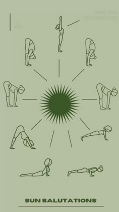 the sun sallutations are arranged in a circle with different positions to do