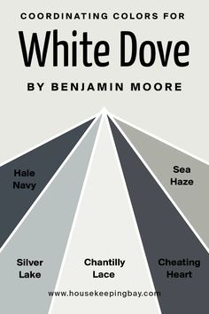 the color scheme for white dove is shown in black, gray, and white colors