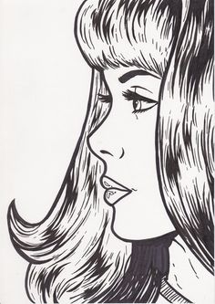 a drawing of a woman with long hair