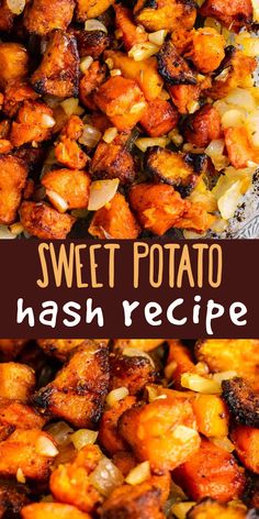 sweet potato hash browns recipe with text overlay