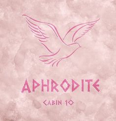 the logo for aphrodite cabin 10 is shown in pink on a pale background