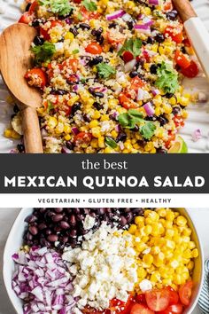 mexican quinoa salad with black beans, corn and tomatoes