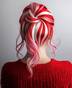 Candy Cane Striped Christmas Hair Diy Christmas Activities, Hair Shade, Hair Chalk, Hair Creations, Candy Cane Stripes, Christmas Hairstyles, Christmas Events, Colour Ideas