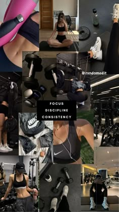 a collage of photos showing different types of exercise equipment