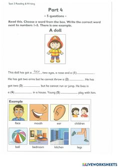 the worksheet for reading with pictures and words