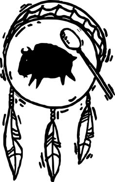 a black and white drawing of a fish in a dream catcher