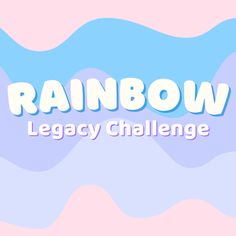 the words rainbow on a pink and blue background