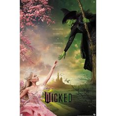 a movie poster for the wizard and the person in pink dress reaching out to touch her hand