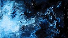 an abstract painting with blue and black colors