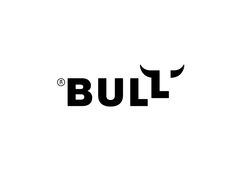 the word bull is written in black on a white background