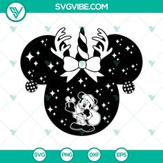 mickey mouse with a bow on his head and stars in the background, svg file