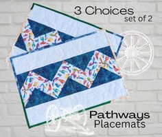 the three choices set of 2 quilts are blue and white