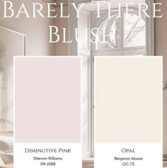 two different shades of pink paint with the words barely there blush