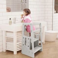 ad eBay - Find many great new & used options and get the best deals for Kitchen Step Stool w/ 3 Adjustable Heights Toddler Standing Tower Kids Stool at the best online prices at eBay! Free shipping for many products! Baby Bathroom, Kids Stool, Bathroom Counters, Bathroom Counter, China Style, Kitchen Helper, Kids Kitchen, Baby Learning