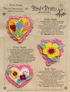 the brochure is designed to look like heart shaped flowers and hearts with leaves on them