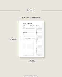 the printable pocket planner is shown in white