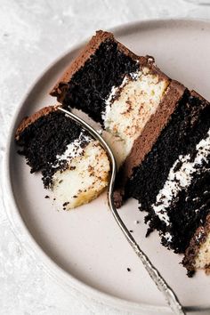 a piece of cake on a plate with a fork