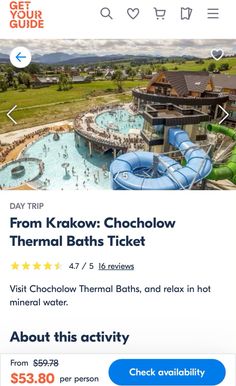 an email ad for the krav chocholow thermal baths ticket