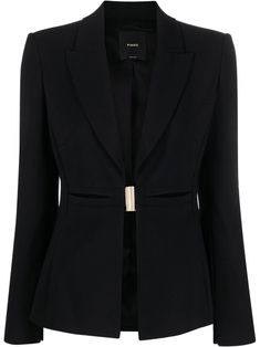 Designer Black Long Sleeve Blazer, Luxury Black Sleek Blazer, Black Double-breasted Blazer With Pressed Crease, Sleek Black Single-breasted Blazer, Luxury Black Single-breasted Blazer, Designer Blazers, Blazer Designs, Black Stretch