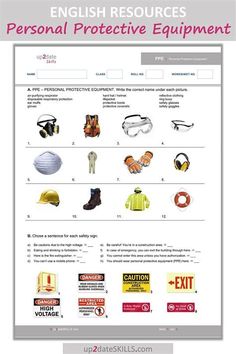 the english resources page for personal protective equipment