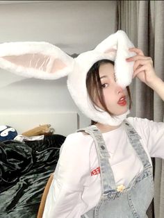 ✅ Product does NOT come with the bow ✅ Length of Ears: 33cm ✅ Material: Polyester and Plush ✅ Wash: Hand wash or dry clean only ✅ Handling Time before shipping: 5 days Kristi Aesthetic, Hats Reference, Bunny Aesthetic, Hat Aesthetic, Alt Clothes, Bunny Hat, Bunny Costume, Ear Hats, Bunny Ears