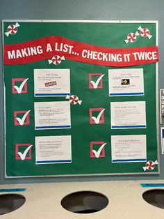 a bulletin board with instructions for making a list