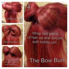 The Bow Bun Bow Buns Hairstyle, Hair Bow Bun Tutorial, Bow Bun Hairstyle, Bow Buns, Hair Bow Bun, Bow Bun, Dyed Hair Inspiration, Hairstyles For Layered Hair, Hair Stylies