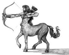 a drawing of a man on a horse with a bow and arrow in his hand