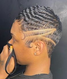 Long Hair Shaved Sides Black Women, Black Woman Shaved Sides, Mohawk Shaved Sides Female Black, Shaved Side Designs Black Women, Curly Hair Shaved Side Black Women, Dutch Braid Crown, Crown Hairstyle, Bob Hairs