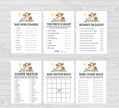 printable baby shower game with puppy on it