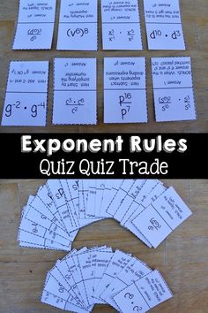 the exponent rules quiz for students to use in their writing and spelling skills, including numbers