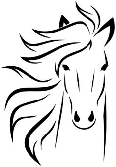 a horse's head is shown in black and white, with long manes