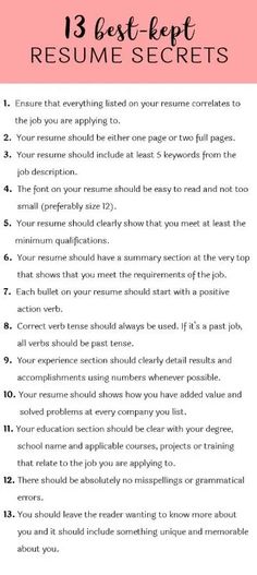 the 13 best - kept resume secrets