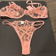 Pretty Pink Lacey Sheer Bra And Panty Set- New Never Worn Adjustable Straps Panties And Bra, Bra And Panty Set, Cute Bras, Sheer Bra, New Bra, Bra Panty, Bra And Panty Sets, Bras And Panties, Bra Set