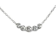 Lady's Diamond Necklace - 5 Round - Bezel Setting - SO26487http://www.elsarings.com/products/Ladys-Diamond-Necklace-5-Round-Bezel-Setting-SO26487.asp Diamond Necklace, Silver Necklace, Diamonds, Valentines Day, Perfect Gift, Valentines, Silver