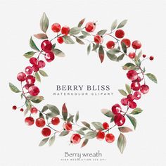 berry bliss watercolor clipart