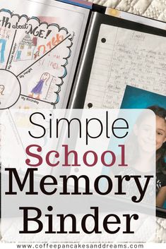 a binder with the words simple school memory binder on it and pictures of children