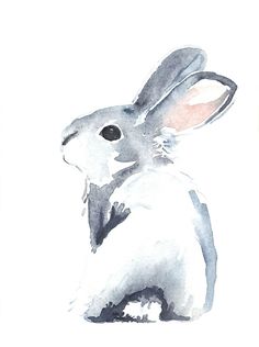 a watercolor painting of a bunny rabbit