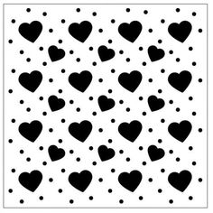 a black and white pattern with hearts on it