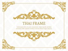 thai frame with gold ornament on white background