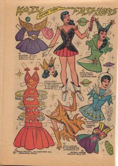 an old comic book with many different costumes