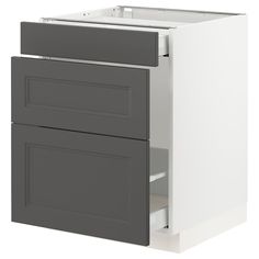 a white and gray cabinet with two drawers