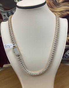 10k Moissanite Prong Cuban Link Chain Solid Yellow Gold 12mm - 23" Weight - 216.40 ....Many other style chains available... .... We do Custom Pieces.... ...0% financing with zero down available.... ...Please message me for details... Luxury White Cuban Link Diamond Necklace, Big Gold Chains, Gold Chain Men, Shine Jewelry, Flawless Diamond, Necklace Box, Cuban Link Chain, Cuban Chain, Cuban Link