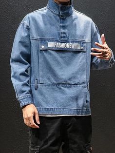 Denim Jacket Male, Cowboy Hoodie, Male Fashion Casual, Jeans Coat, Denim Sweatshirt, Hooded Denim Jacket, Streetwear Hip Hop, Mens Casual Dress Outfits, Guys Clothing Styles