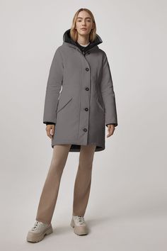 One of our most-loved styles, the Rossclair Parka, gets an update with streamlined hood details, elevated trims, and additional inside pockets. This mid-length parka is crafted from our durable Arctic Tech® fabric that’s designed to face harsh elements. Wear it sleek and straight or tighten the adjustable waist to create an A-line silhouette, which helps keep icy drafts out. A longer back hem offers superior protection from cold and wind. Customize your parka and extend the coverage of your hood Canada Goose Rossclair Parka, Journey Boots, Canada Goose Parka, Puffer Jacket Men, Men Parka, Tricot Fabric, Baby Outerwear, Mens Parka, Jacket Parka