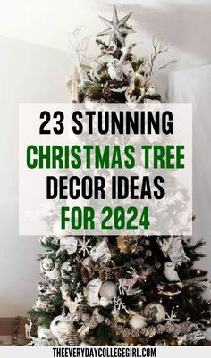 Trending Christmas Tree Decorations 2024, Xmas Trees 2024, Christmas Tree Ideas Pencil Tree, Christmas’s Tree Ideas, Christmas Tree Color Schemes 2024, Simple And Elegant Christmas Tree, Green Tree With White Decorations, Tall Christmas Tree Decorations, Decorated Xmas Trees Ideas